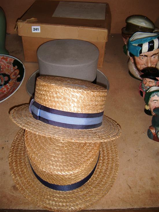 2 top hats & 2 boater hats